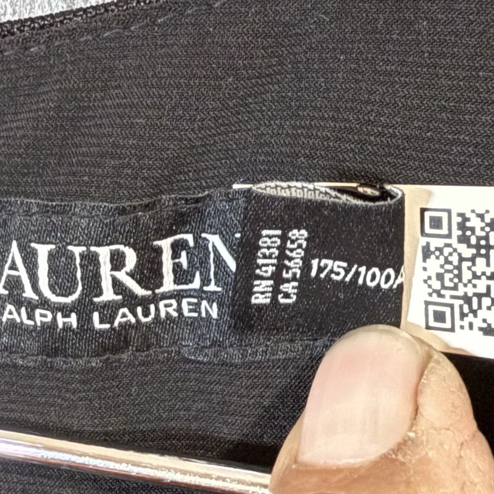 Lauren Ralph Lauren Womens 10 Black Long Sleeve Maxi Dress V Neck Twist